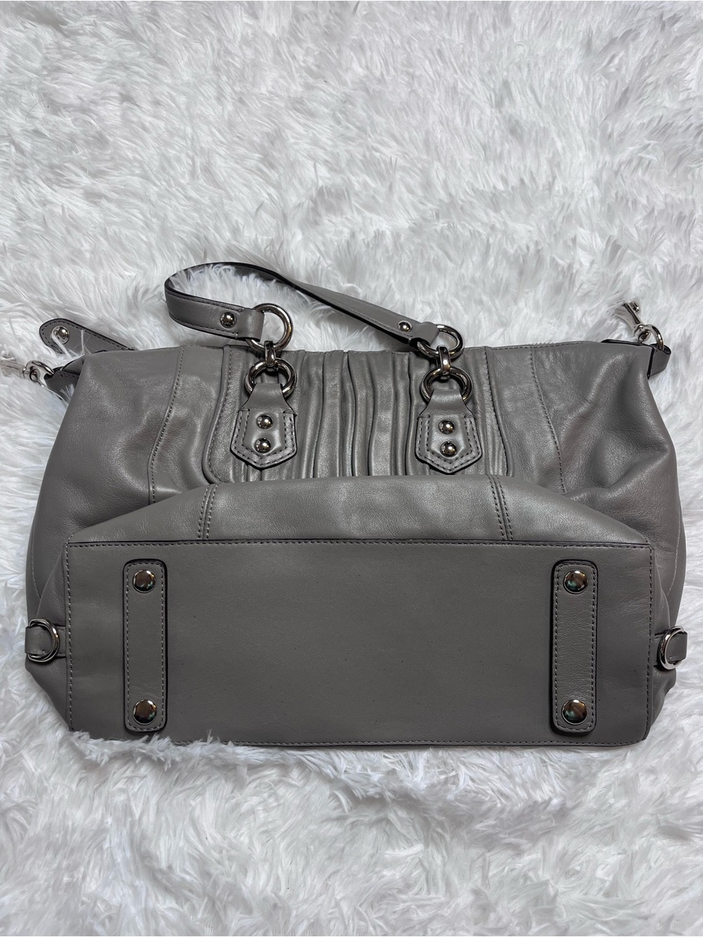 Coach Gray Leather Shoulder Bag with Silver-Tone Hardware - Picture 11 of 11
